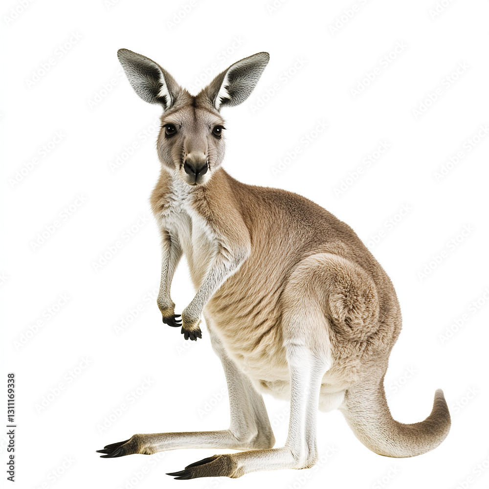 Fototapeta premium Kangaroo isolated on white background, looking curious