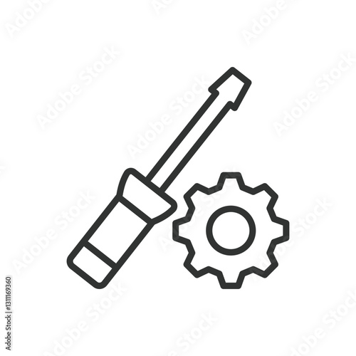 Technical Maintenance, icon in line design. Technical maintenance, repair, support, service, equipment, troubleshooting, fix on white background vector. Technical Maintenance, editable stroke icon