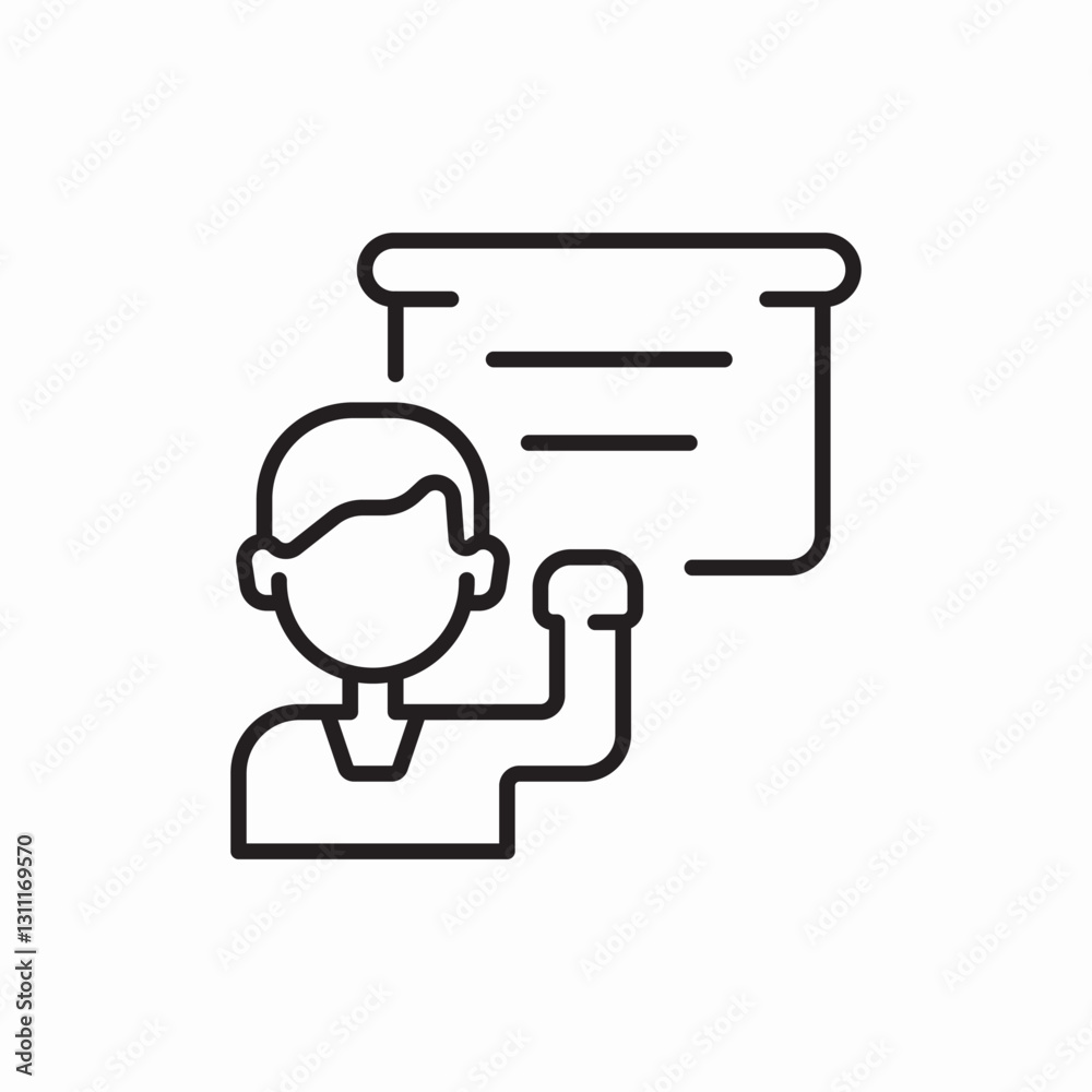 teacher explains lesson icon vector sign