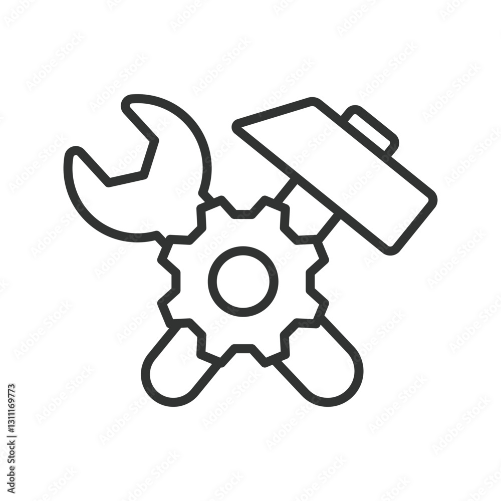 Repair, icon in line design. Repair, fix, maintenance, service, tools, restore, damage on white background vector. Repair, editable stroke icon Repair, icon in line design. Repair, fix, maintenance, service, tools, restore, damage on white background vector. Repair, editable stroke icon