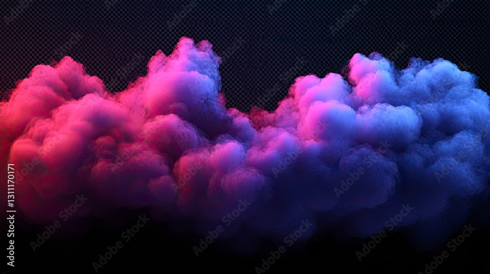 Fototapeta premium Abstract red and blue smoke effect on a transparent background with a gradient for design elements, an illustration of a glowing pink and dark purple cloud or fog.