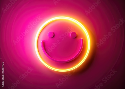 Long Exposure Smiley Face Pink Background, Funny Happy Face Photo, Positive Mood Image, Empty Space for Text, Cheerful Smiling Face