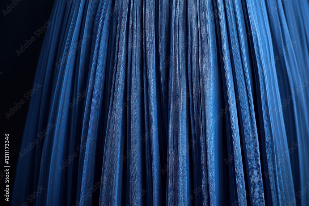 Elegant blue fabric drapes beautifully showcasing intricate texture and folds in soft light Elegant blue fabric drapes beautifully showcasing intricate texture and folds in soft light