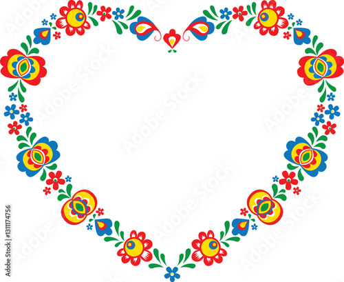 Heart shape composed of Moravian folklore ornaments