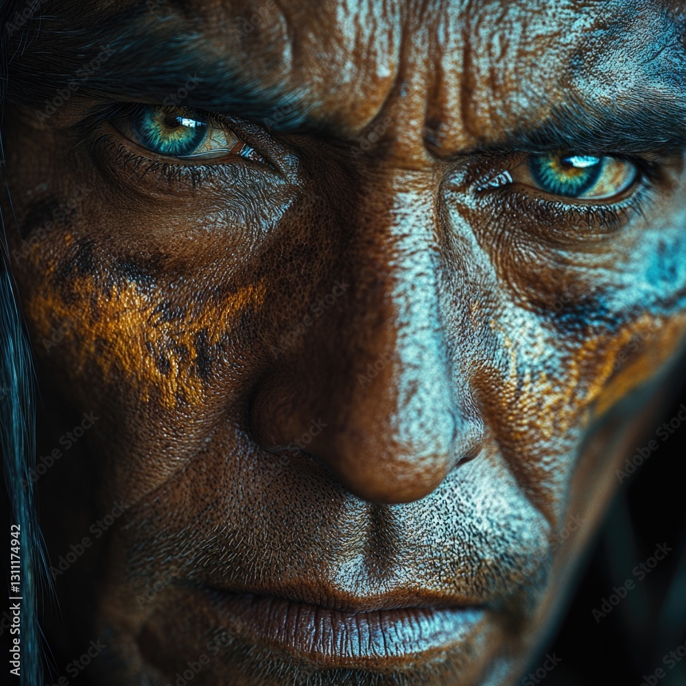 A close-up shot of a person's facial features, highlighting their blue eyes A close-up shot of a person's facial features, highlighting their blue eyes