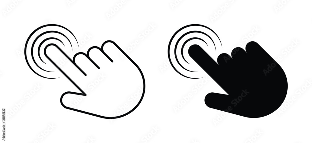 Hands Showing Touch Interaction Icon. mouse pointer click icon vector illustration Hands Showing Touch Interaction Icon. mouse pointer click icon vector illustration
