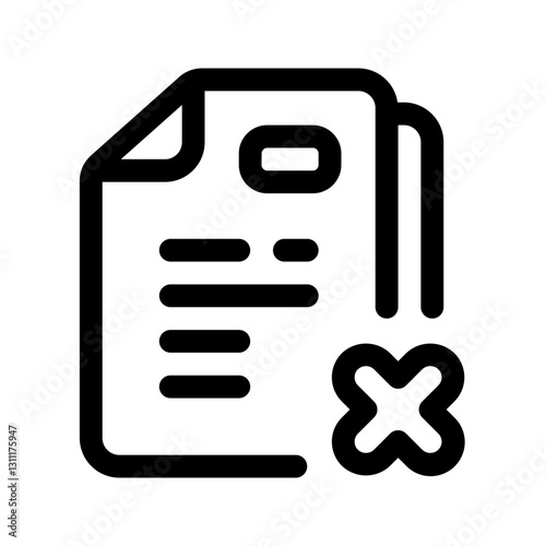 Document Rejected Line Icon. Single icon, line vector icon