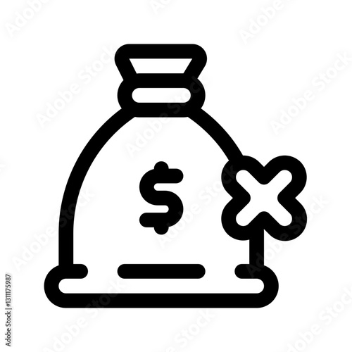 Loan Rejected Line Icon. Single icon, line vector icon