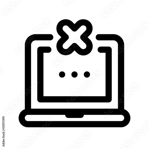 Laptop Rejected Line Icon. Single icon, line vector icon