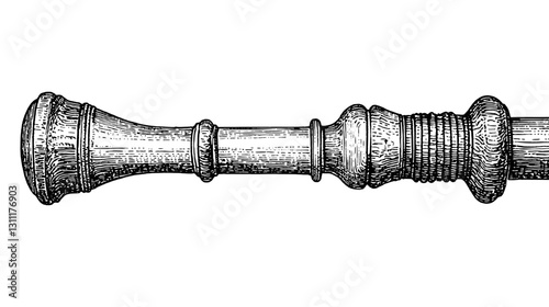 Intricate engraving of a decorative wooden object showcasing detailed craftsmanship and design elements