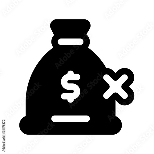 Loan Rejected Glyph Icon. Single icon, glyph vector icon