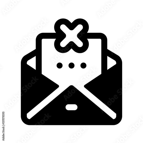 Rejection Message Glyph Icon. Single icon, glyph vector icon