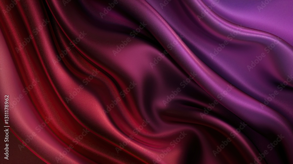 Fototapeta premium Luxurious abstract background with flowing curtains in black, dark purple, red, burgundy, maroon, magenta, pink, and rose tones. Smooth silk satin fabric with a silky shine and subtle glitter accents