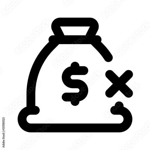Loan Rejected Simple Line Icon. Single icon, line vector icon