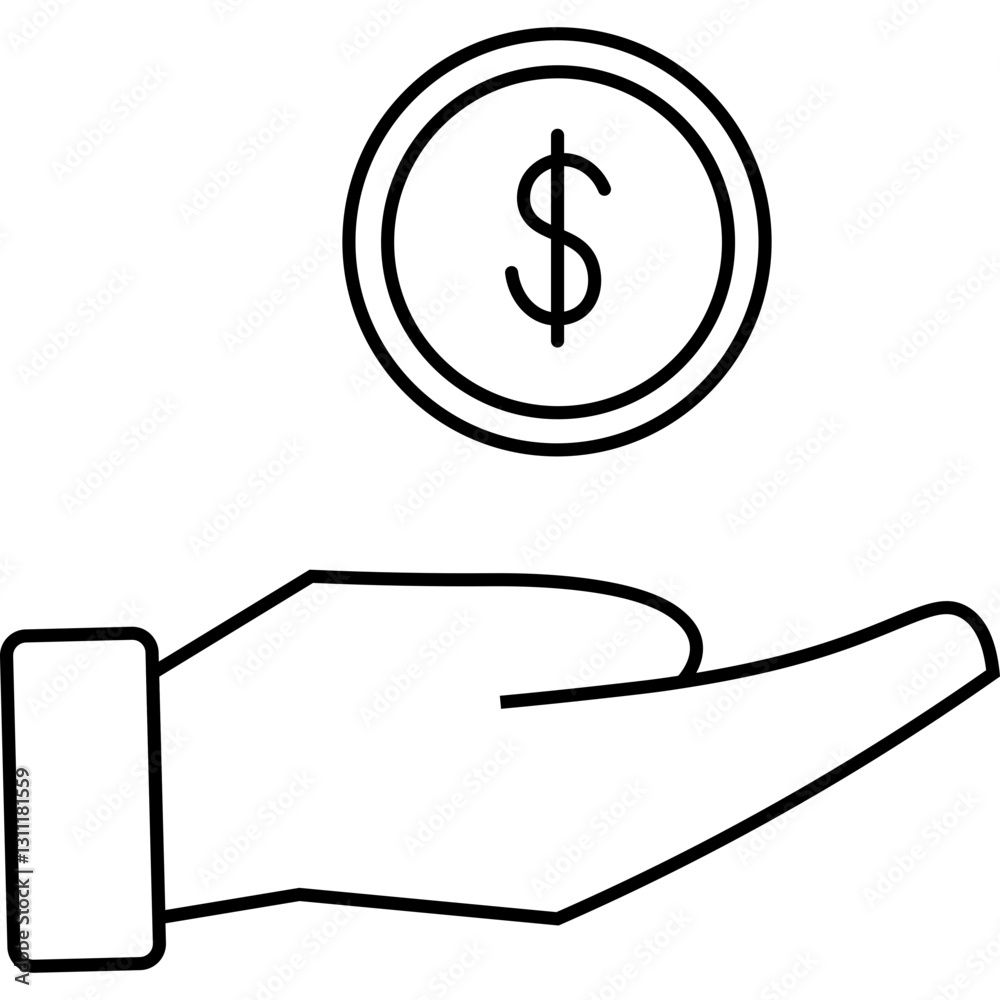 Money Saving Line Icon Money Saving Line Icon
