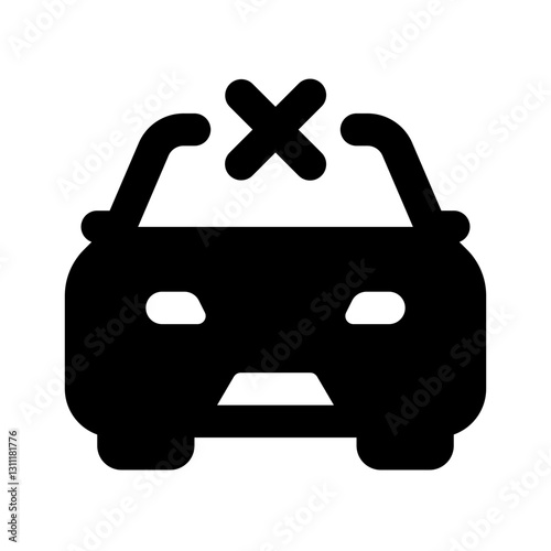 Car Rejected Simple Glyph Icon. Single icon, glyph vector icon