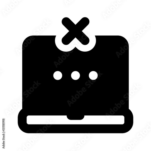 Laptop Rejected Simple Glyph Icon. Single icon, glyph vector icon