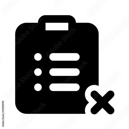 Document Rejected Simple Glyph Icon. Single icon, glyph vector icon