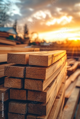 A pile of lumber stacked on top of another pile of wood, suitable for construction or woodworking projects