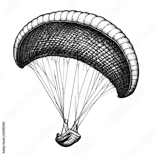 Vintage engraved vector design of a parachute showcasing its intricate details and structure