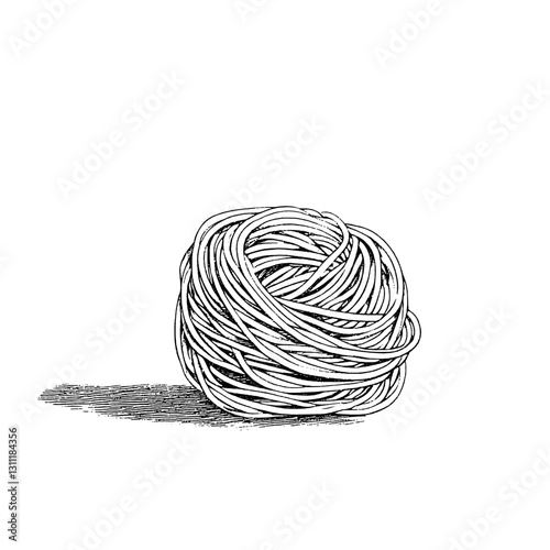 Intricate woven design of a string ball suitable for engraving and tattoo art in minimalist style