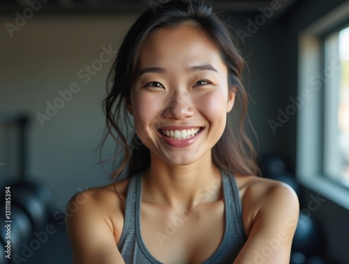 Smiling Female Trainer Close-Up in Gym Free Download Smiling Female Trainer Close-Up in Gym - GFXLoad