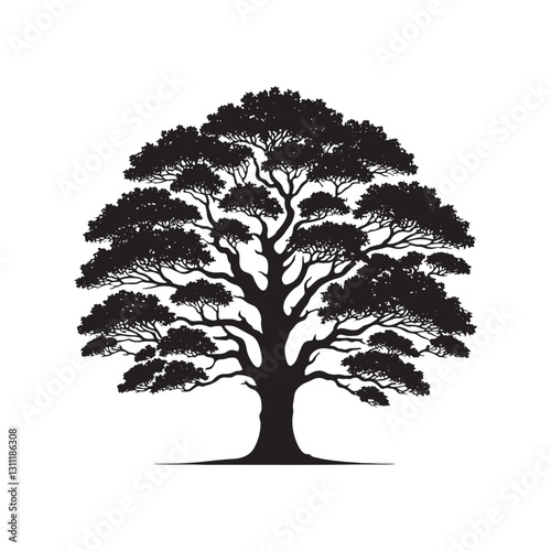 Silhouette of Basswood Tree - Minimalistic Basswood Tree - Basswood tree Vector - Basswood Tree Illustration.