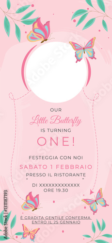 Invito di compleanno bambina modificabile vettoriale