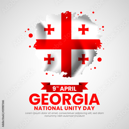 Georgia national unity day square banner background grunge brush style national flag 