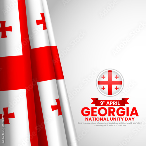 Georgia national realistic flag square banner background for national unity day or independence day