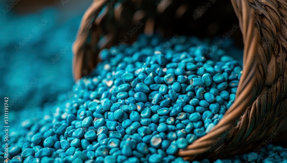 Obraz premium Blue Seeds Poured from Basket