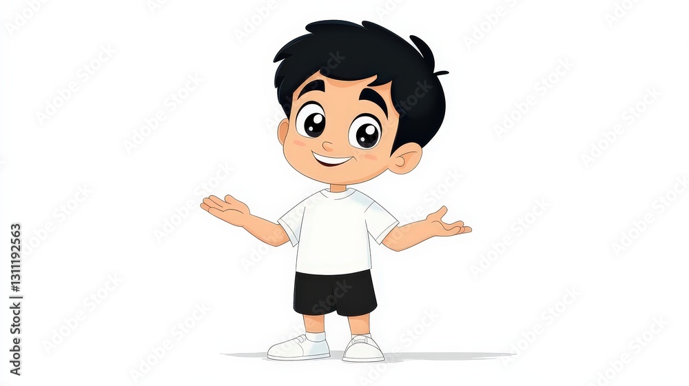Happy cartoon boy with open arms. Happy cartoon boy with open arms.