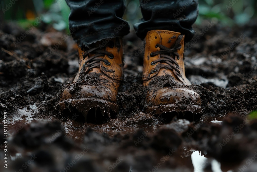 Mud-Covered Boots in the Forest Mud-Covered Boots in the Forest