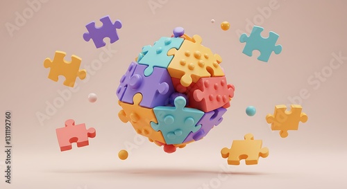 Wallpaper Mural Creative Colorful Puzzle Pieces Floating in Air with Soft Background Torontodigital.ca