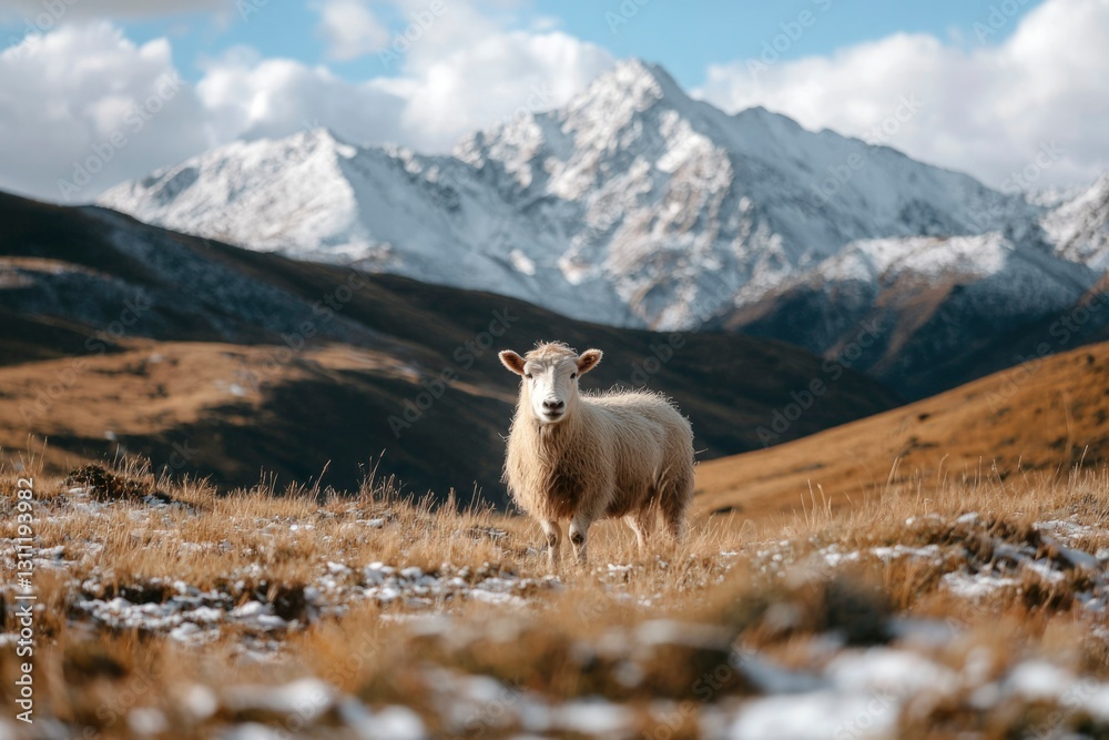 Fototapeta premium Sheep in Alpine Meadow