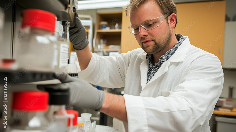 Researcher Developing Innovative Biodegradable Plastics in Laboratory Setting Researcher Developing Innovative Biodegradable Plastics in Laboratory Setting