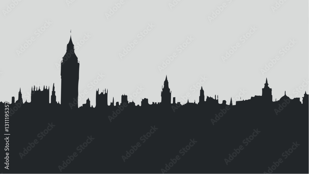 London's Iconic Skyline in Silhouette .eps London's Iconic Skyline in Silhouette .eps