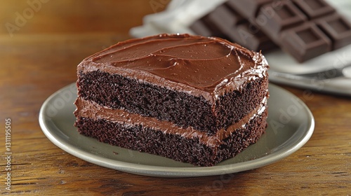 Classic chocolate cake ready to be indulged in with layers of rich flavor and delicious frosting