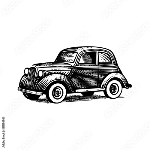 Engraved vintage car vector design suitable for tattoo art enthusiasts and retro style lovers