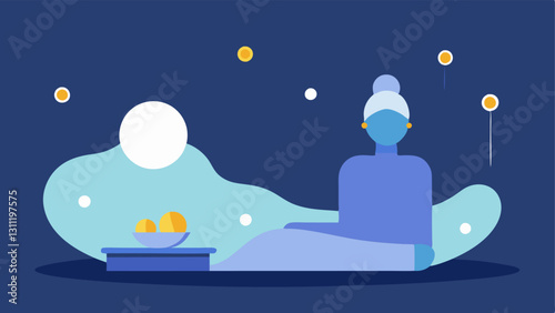 Tranquil Spa Setup A serene bathroom scene with soft lighting a person comfortably reclining with a sheet mask on exosomes represented by small glowing orbs floating around.