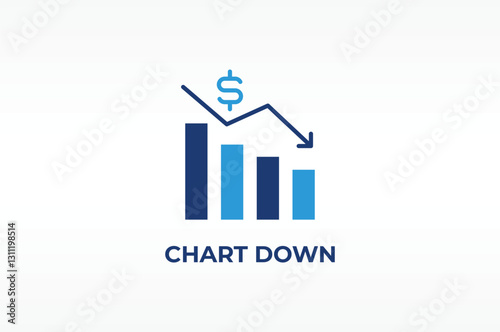 CHART DOWN vector, icon or logo sign isolated symbol illustration