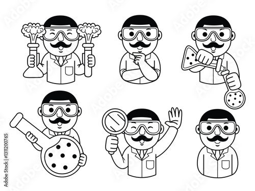 man chemist cartoon character line art