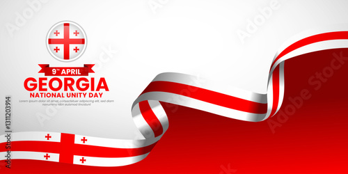 Georgia flag greeting card, banner background for Georgian national unity day or independence day