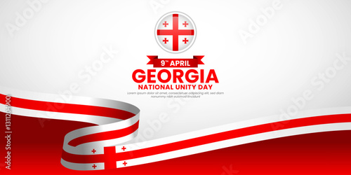 Georgia flag greeting card, banner background for Georgian national unity day or independence day