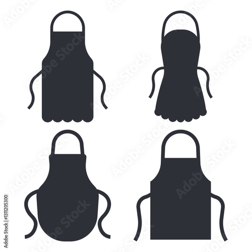 Aprons black silhouettes vector set isolated on a white background.