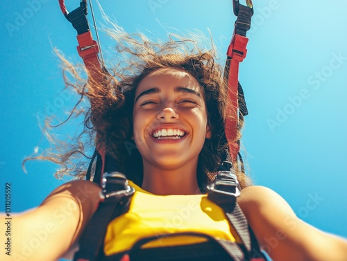 Joyful Parasailer Embracing the Wind's Freedom photo