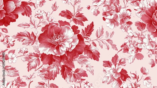 Toile de jouy vintage floral pattern featuring delicate florals wildflowers and romantic motifs. pattern.