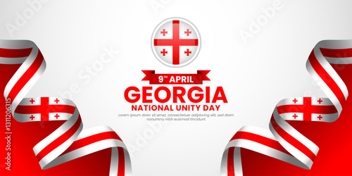 Georgia flag ribbon banner background design template for national unity day or independence day