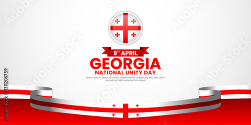 Georgia flag ribbon banner background design template for national unity day or independence day