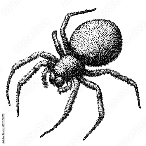 Intricately engraved vector design of a spider perfect for tattoo enthusiasts and graphic artists
